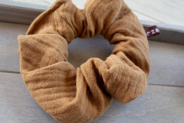 Haargummi Scrunchie - Caramel - aus hochwertigen Musselin - handmade in Deutschland (Versandkostenfrei)